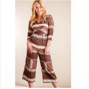 Red  Printed Twist Front Jump Suit